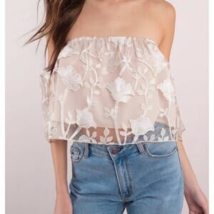 NEW Tobi pink cream floral lace embroidered ballet core cropped top XS